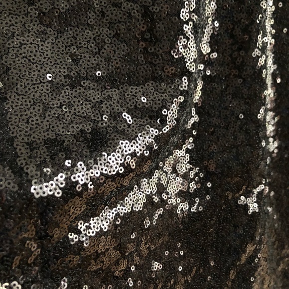 Black Sequin 3/4 Sleeve Party Mini Dress - Picture 4 of 5